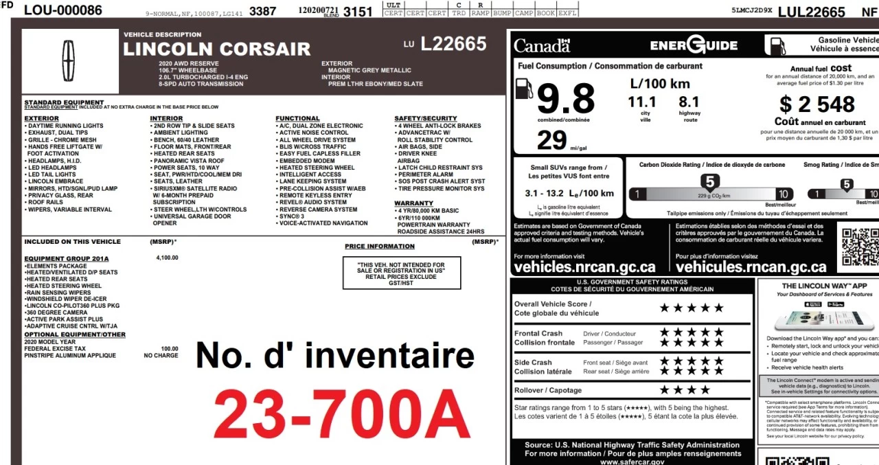 2020 Lincoln Corsair Reserve Image principale
