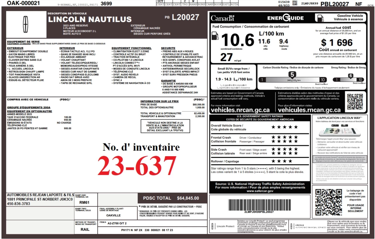 2023 Lincoln Nautilus Reserve Image principale