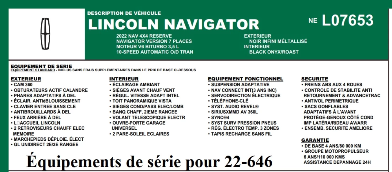 2022 Lincoln Navigator Reserve 4WD Image principale
