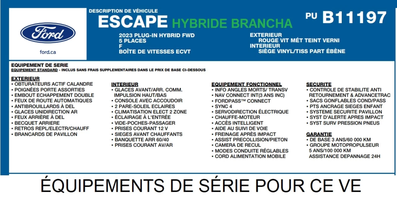 2023 Ford Escape PHEV Image principale