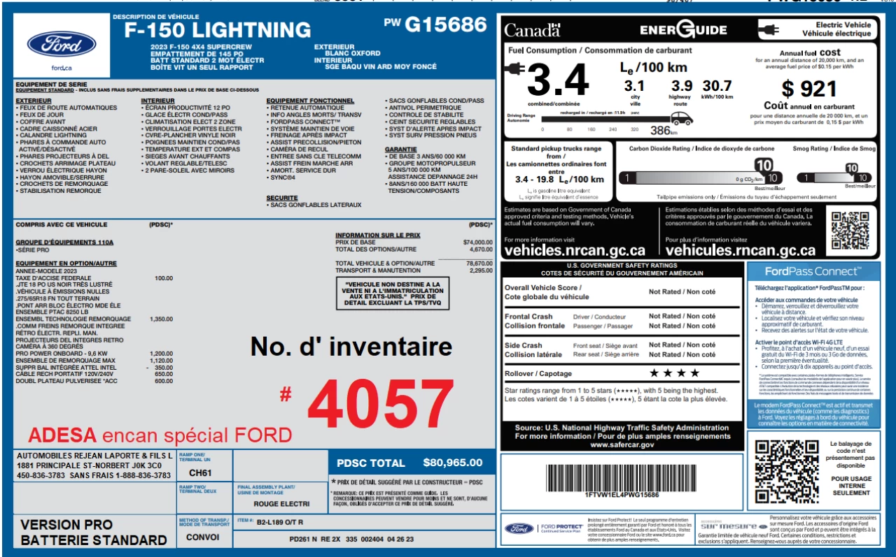 2023 Ford F-150 Lightning Pro Image principale