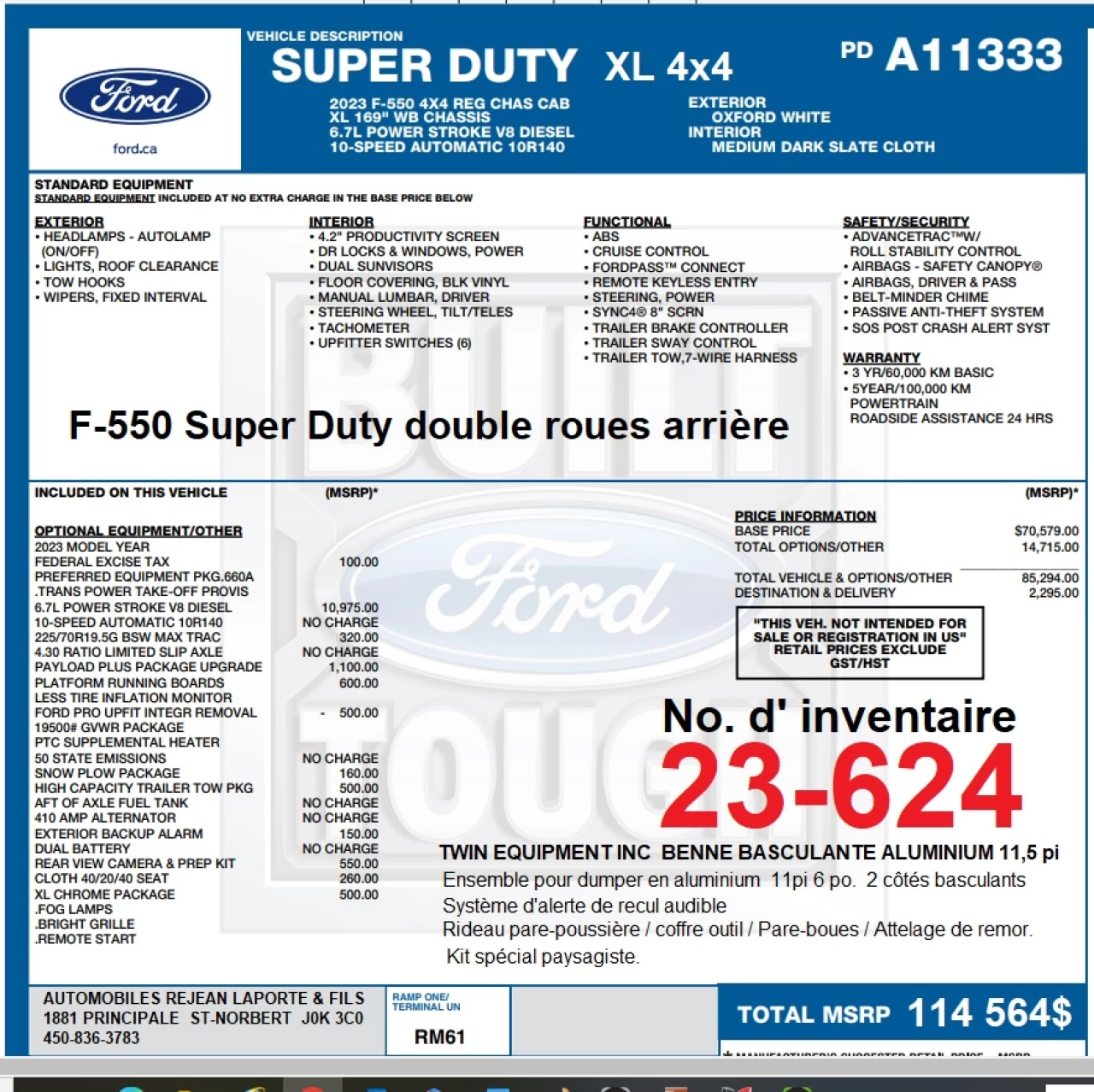 2023 Ford Super Duty F-550 DRW XL Main Image