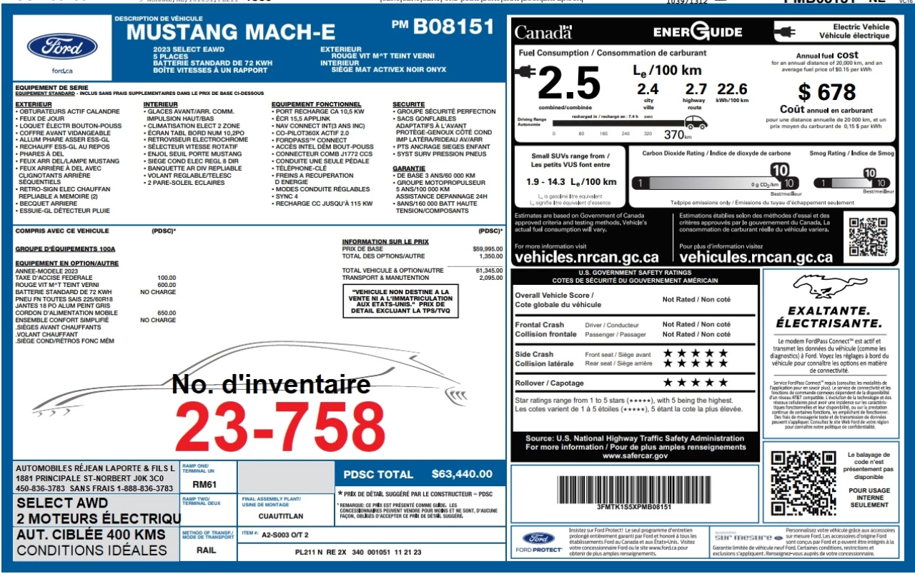 2023 Ford Mustang Mach-E Select AWD Main Image