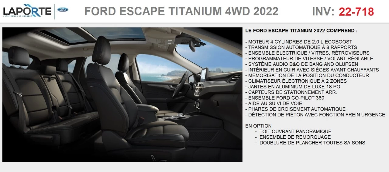 2022 Ford Escape Titanium AWD Image principale