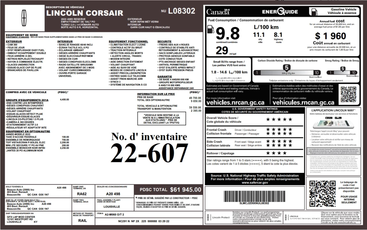 2022 Lincoln Corsair Ultra Image principale