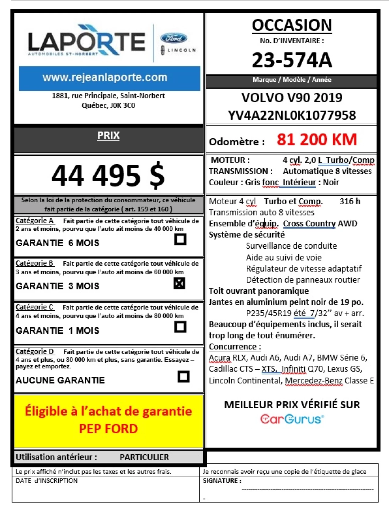 2019 Volvo V90 Cross Country T6 AWD Image principale
